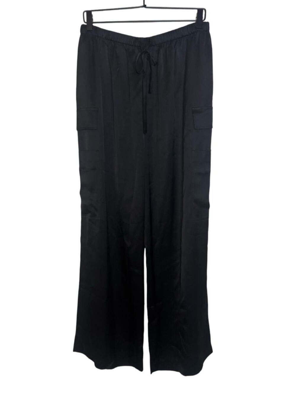 Reformation Ethan Satin Wide Leg Cargo Pant - Black L NWT